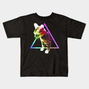 Rainbow Triangle Cat Kids T-Shirt